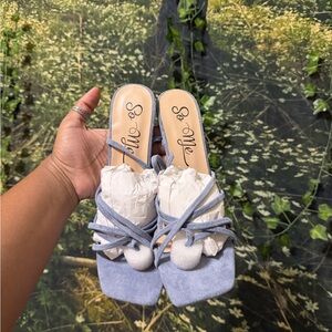 Chic Light Blue Strappy Sandals